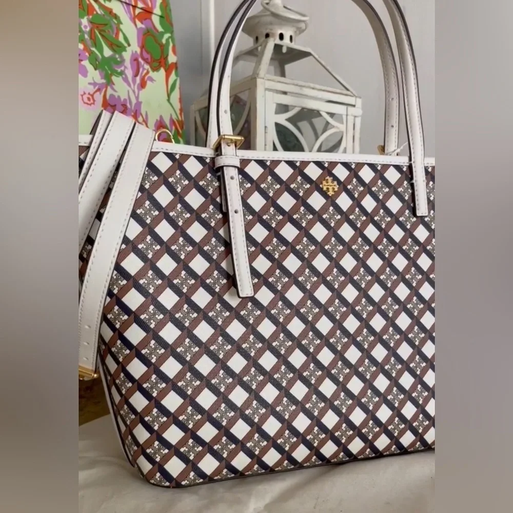 New Tory Burch Women's Geo Logo Mini Top Zip Tote